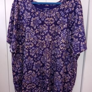 Catherine's Purple/tan print T-shirt 3X